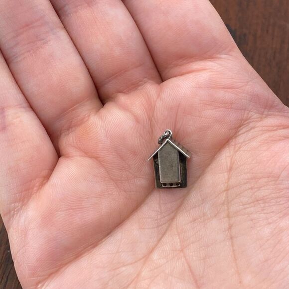 Vintage 925 Sterling Silver Small Cuckoo Clock Pendant Bracelet Charm - Picture 2 of 3